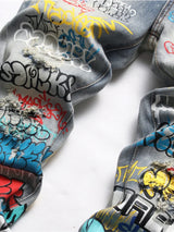 letter graffiti printed denim jeans pants mens punk bottons biker jeans streetwear slim fit hip hop new casual y2k pants joggers streetwear sweatpants