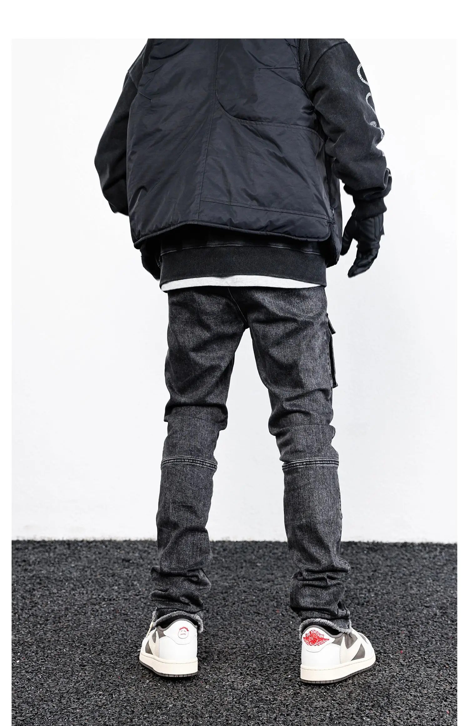 retro washed denim jeans mens bottom zipper jean trousers with pockets hip hop fashion high street slim fit pants joggers jeans unique joggers style 3107
