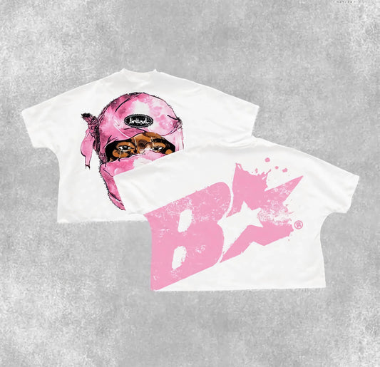 y2k manga graphic tee with glitch flames and graffiti text blocks