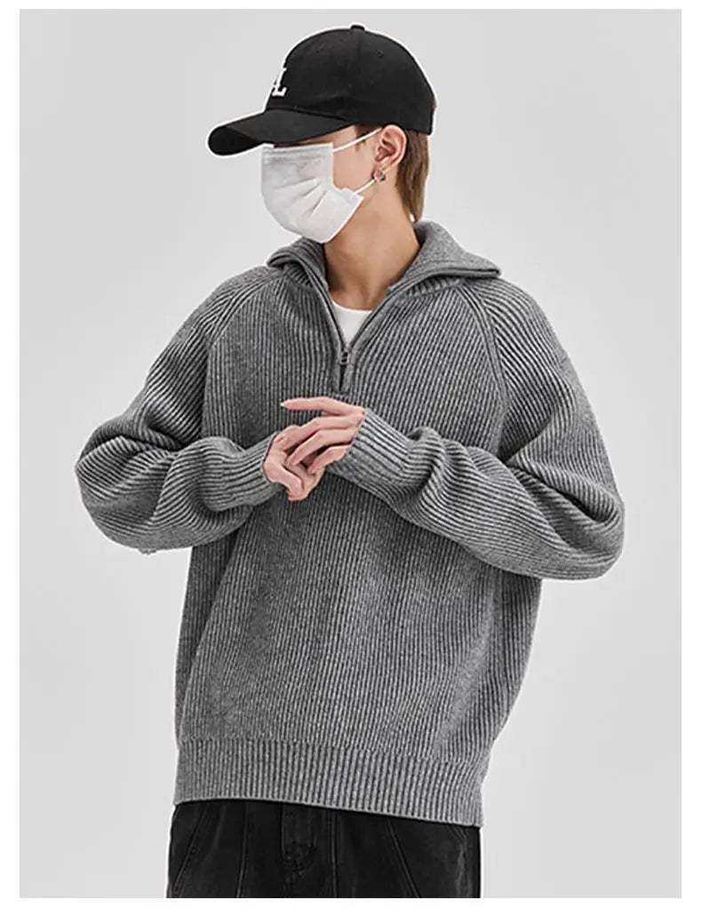 varsity graphic knit, unisex street look, trendy streetwear apparel for men and women