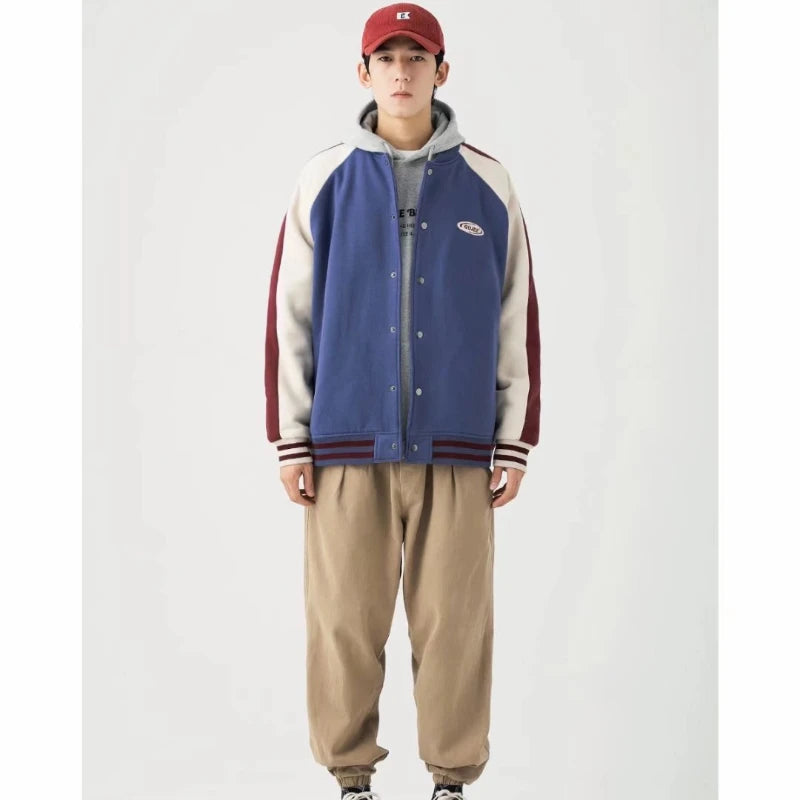 retro baseball bomber, daily drip outerwear, casual outfit
