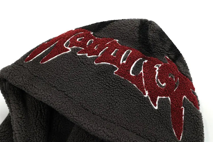 mens harajuku graffiti fleece jackets and coats letter embroidery hairy zipper outerwear warm streetwear parkas bomber jacket - variant style 63eee4 for streetwear fashion