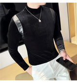 Trapwear Graphic tee – Turtleneck Stretch Slim Fit T Shirt Men Long Sleeve Thicken