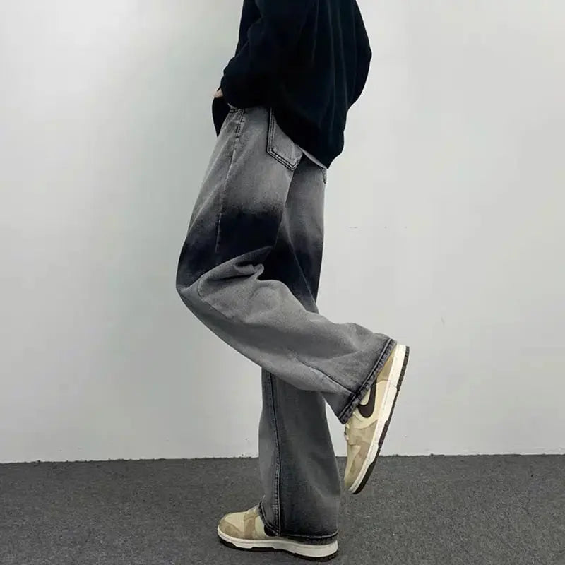 2023 autumn new light luxury fashion wide leg jeans all match slim fit loose straight trousers fine boutique decoration stacked flare jeans
