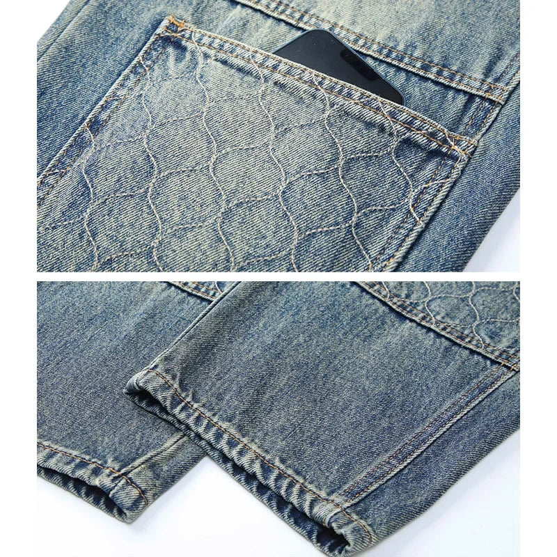 men streetwear fashion loose casual plus size denim harem jeans pant cityboy retro splice pocket cargo jeans trousers 40 38 baggy cargo bottoms