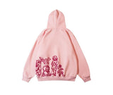 2023 Y2K Streetwear Pink Hoodie Sweatshirt Funny Cartoon Graphic Hoodie Autumn Harajuku Anime Hooded Pullover Hip Hop Hipster