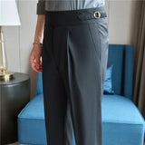 men naples waist business casual fashion vintage ankle length suit pant gentleman party dress pants trousers urban fashion pants