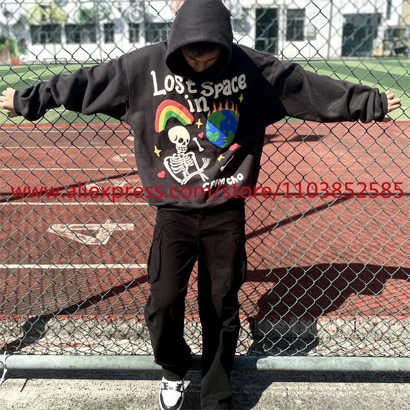 Autumn Winter New American Heavy Duty Vintage Hoodie Long Sleeve High