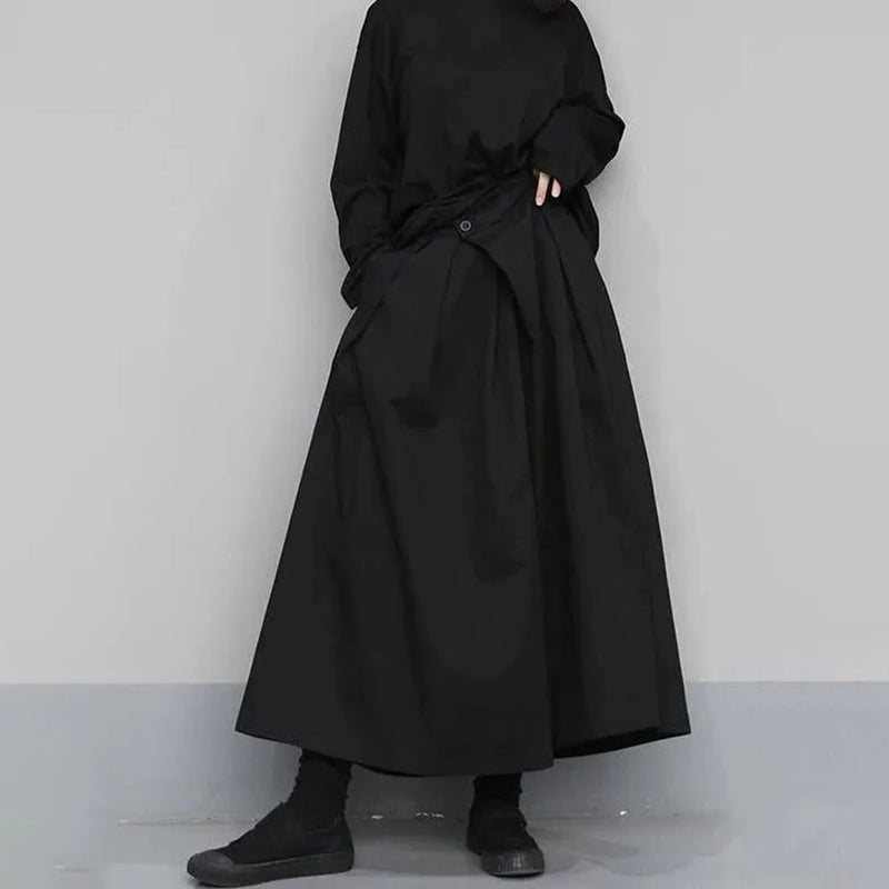 trendy gothic loose casual culottes mens japanese wide leg pants new oversize design streetwear dark black trousers male clothes urban fashion pants