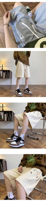 summer mens letter appliques waffle shorts baggy running wide leg casual short pants solid drawstring gym straight y2k shorts unique shorts style 3515