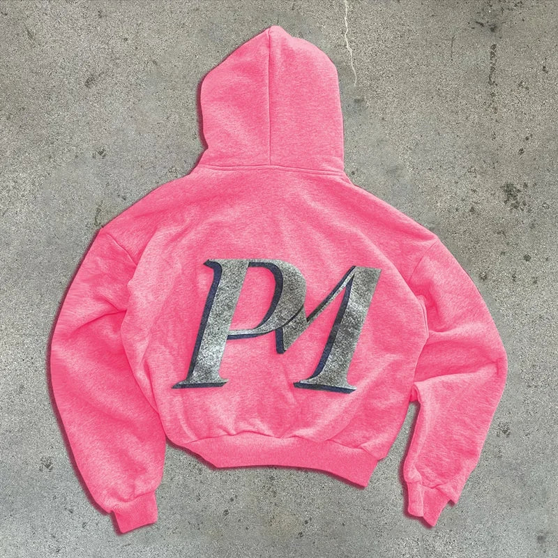 Printed Personalized Patterns Street Style Street Hooded Cardigan Long