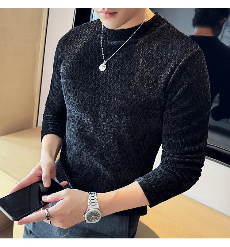 Skatercore Graphic tee – Autumn Winter Semi Turtleneck Stretch Slim Fit Long Sleeve T
