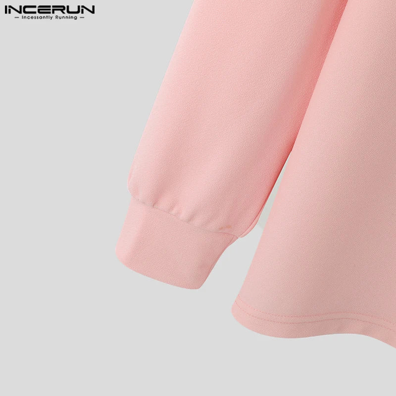 Fashion Casual Style Tops Incerun New Mens Pile Collar Design Hoodies