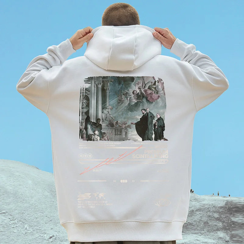 Gothic Print Men Hoodies Japanese Harajuku Fashion Hooded Sweatshirts