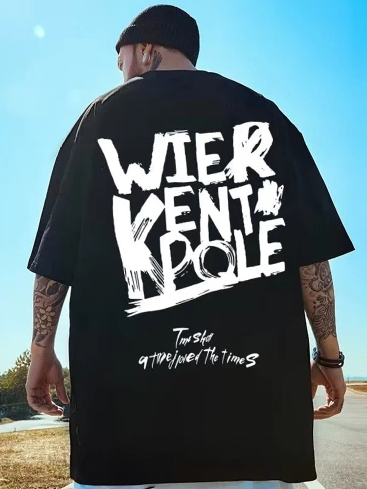Y2k Angelcore design – Summer Letter Printed Oversized T Shirt Men Hip Hop Fashion