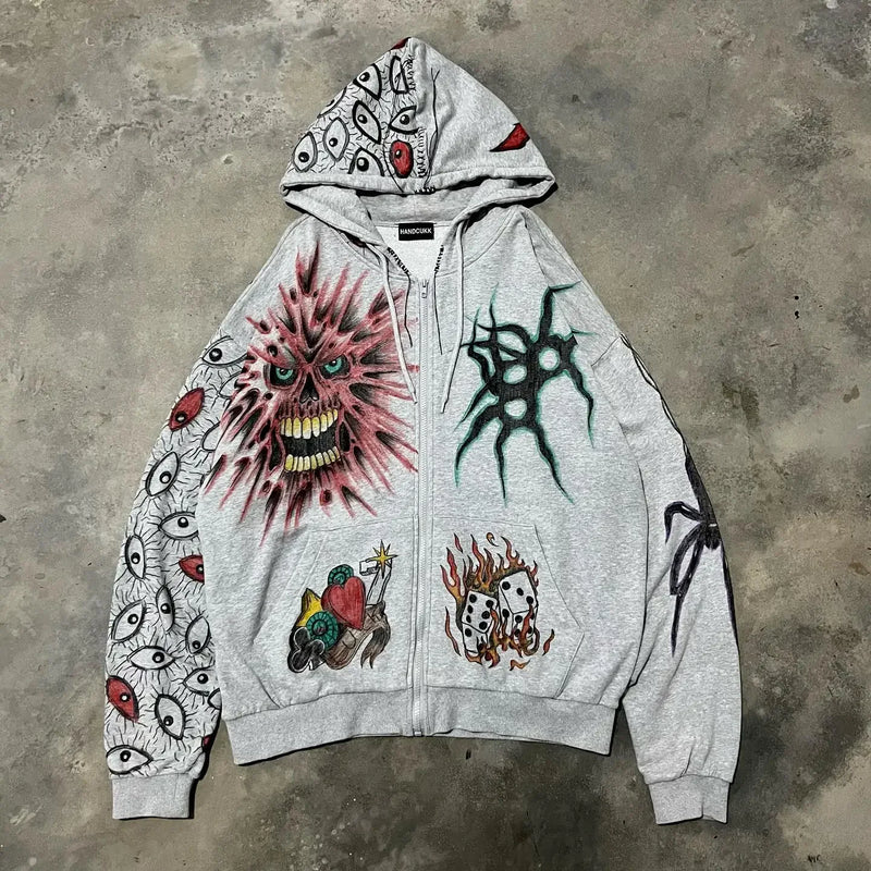 Harajuku Letter Printing Pink Hoodies Women Oversized Zip Up Hoodie St