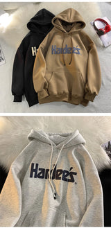 Trendy Personalized Pure Cotton Men's Hooded Sweatshirt New American Style Y2K Simple Loose Retro Thickened Jacket Tops