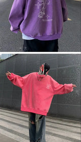 Korean Personalized Distressed Sweatshirt Men's Autumn Trend Brand High Street Handsome Loose Y2K Casual Niche Jacket Youth Tops