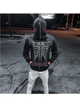 Autumn Winter Zipper Cardigan Skull Heart Shaped Embroidery New Hip Ho