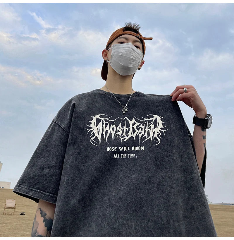 Y2k Vintage Anime – Rose Will Bloom All The Time Goth Letter Design Printed