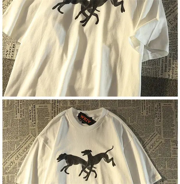 Cyberpunk Melting smiley – Pure Cotton American Retro Hound Short Sleeved T Shirt For M