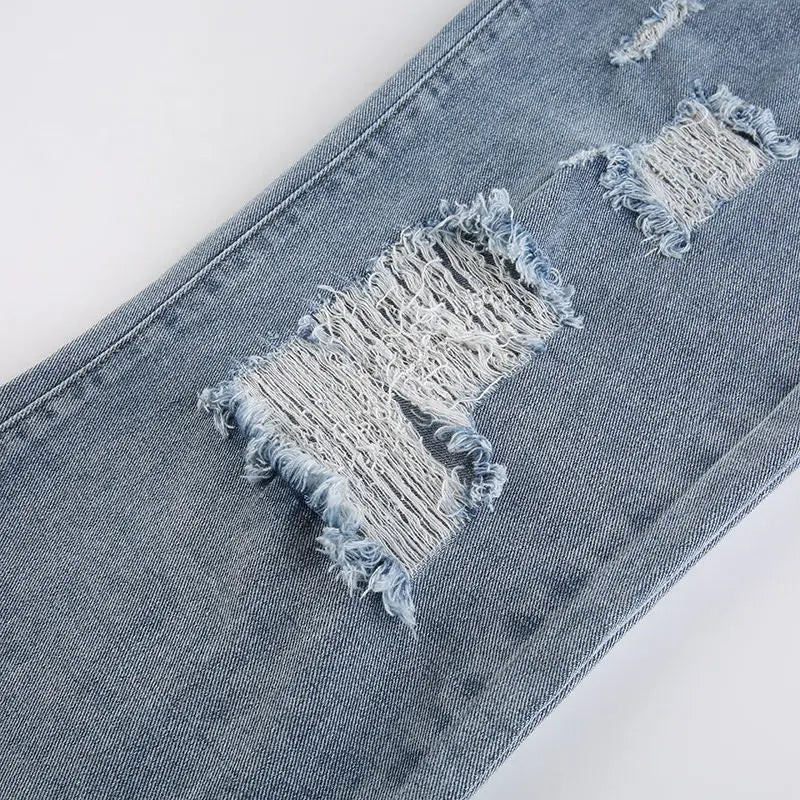 streetwear straight pants ladies ripped jeans mid waist loose wide leg pants ladies jeans y2k summer high street cargo pants unique cargo style 2746