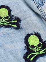 skull embroidery patchwork ripped denim jean pants fashion biker straight trousers streetwear hip hop joggers pant men clothing unique joggers style 2376