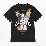 Gothic Chrome logo – Hip Hop Streetwear Men Oversized T Shirt Fire Printed Long S