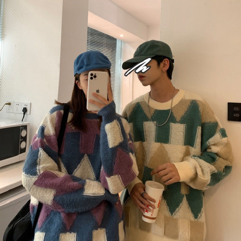 varsity graphic knit, unisex street look, trendy streetwear apparel for men and women