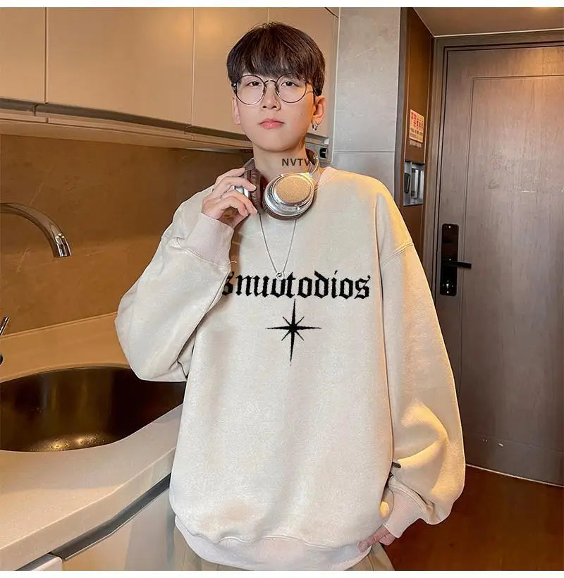 Korean Suede Round Neck Velvet Sweatshirt Spring, Autumn and Winter Loose Personality New Retro Y2K Jacket Heavy Student Top