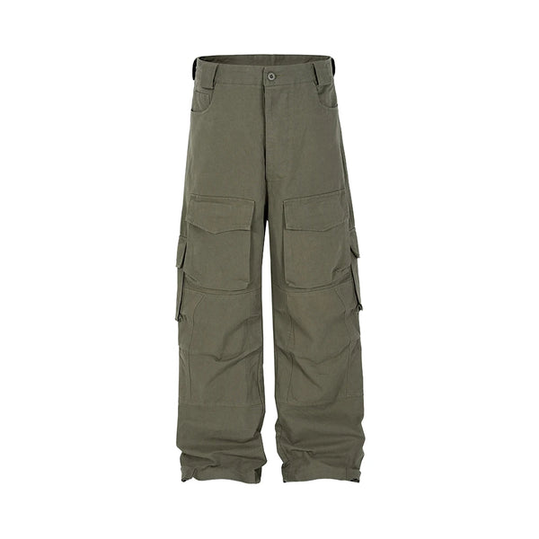 high street solid color multi pockets cargo pants for men and women straight pantalones hombre overalls baggy vintage trousers combat utility trousers