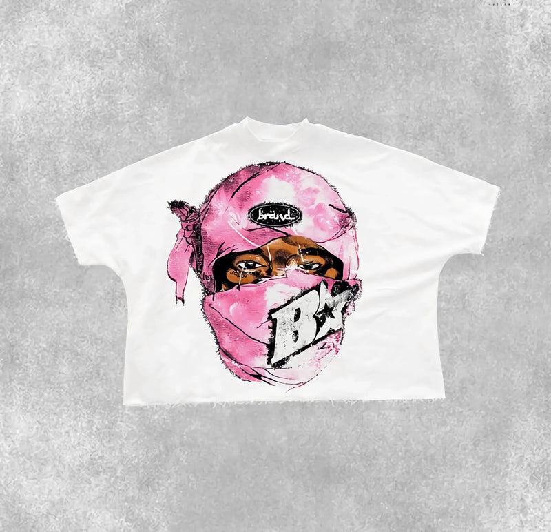 harajuku anime tee with bold comic explosion and pastel distortion