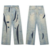 irregular graffiti prtinted denim jean pants casual distressed washed biker jeans hip hop streetwear y2k mens straight joggers unique joggers style 4870