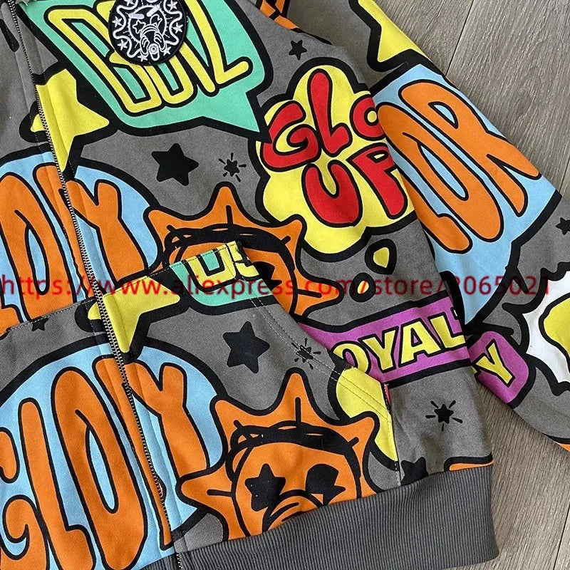 Towel Embroidered Cartoon Camouflage Glo Gang The Glory Full Zip Hoodi