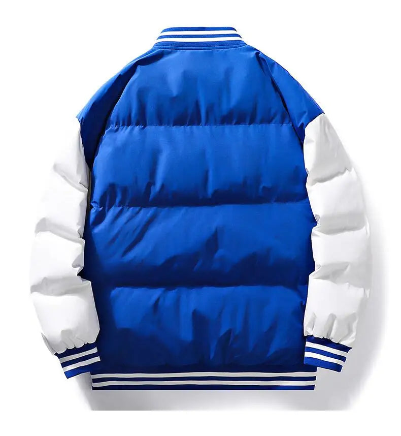 retro baseball bomber, cold season style, for men, fall streetwear outfit, oversized style, layered fashion, modern aesthetic