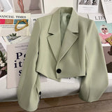 Black Short Blazer For Women Trendy 2024 Versatile Notch Collar Short