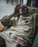 Baggy skater hoodie with retro punk rock influences