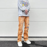american high street washed torn jean mens y2k baggy ripped jeans cat whisker patch straight tube casual pants jeans hip hop denim street jeans