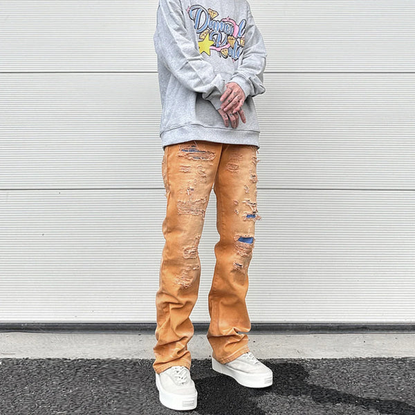 american high street washed torn jean mens y2k baggy ripped jeans cat whisker patch straight tube casual pants jeans hip hop denim street jeans