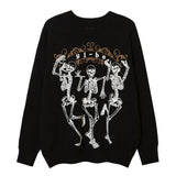 hip hop harajuku skeleton printed knitted sweater unisex pullover streetwear winter casual loose sweater warm jumpers knitwear - graphic printed hoodie for men and women, urban fashion pullover, gothic aesthetic hoodie for winter