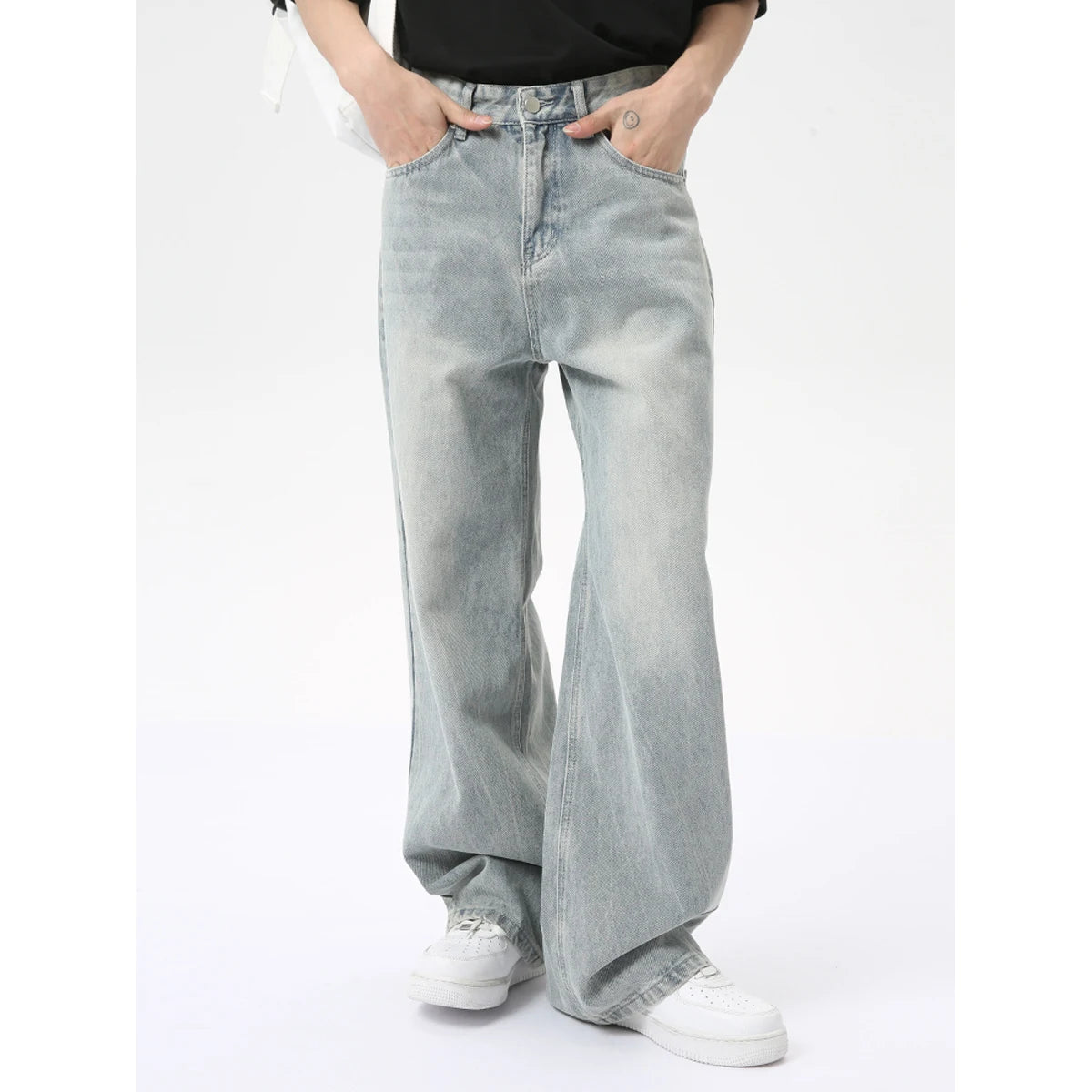 vintage baggy jeans mens streetwear hip hop loose blue denim pants hi street luxury designer jeans trousers man denim street jeans