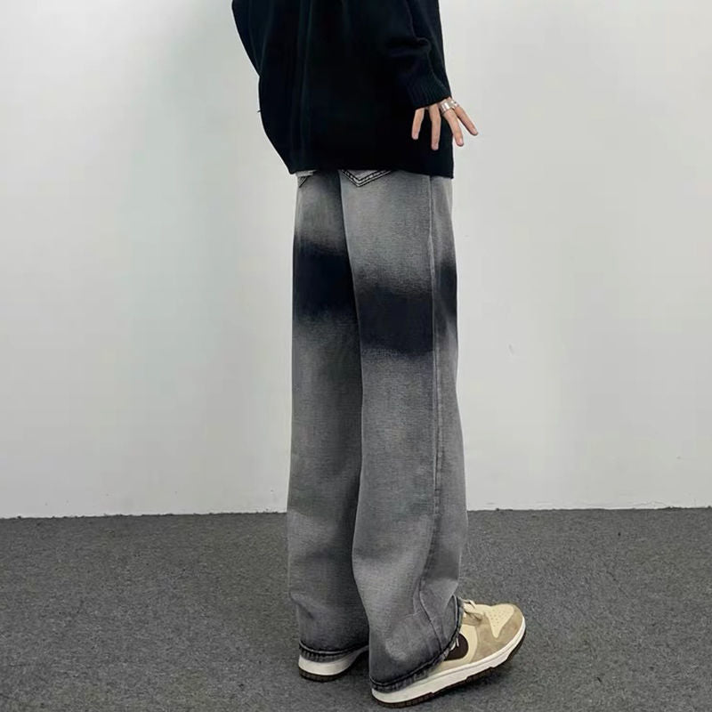 2023 autumn new light luxury fashion wide leg jeans all match slim fit loose straight trousers fine boutique decoration unique jeans style 3848