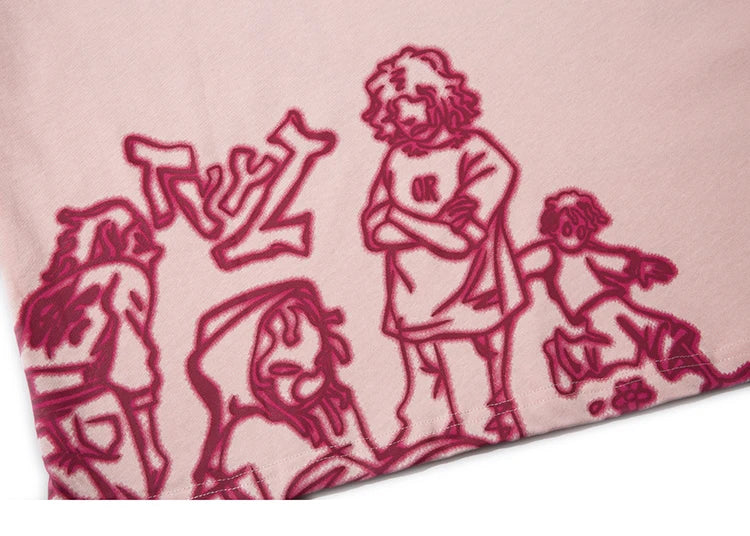 Skatercore Aesthetic print tee – 2023 Harajuku Cartoon Girl Cat Japanese Kanji Graphic T Shir