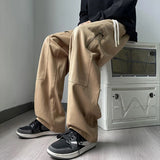 new korean fashion cargo straight pants for men autumn casual zipper pocket drawstring trousers classic tactical y2k pantalones unique cargo style 243