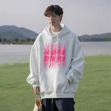 2024 New Graffiti Letter Print Hooded Fleece Sweatshirt For Men Loose