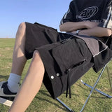 summer casual purple cargo shorts men high street drawstring pocket baggy short sweatpants y2k hip hop bermudas homme shorts sporty tapered joggers