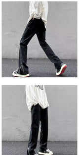 2023 autumn new light luxury fashion retro jeans men zipper straight loose jeans all match boutique clothing simple style unique jeans style 3704