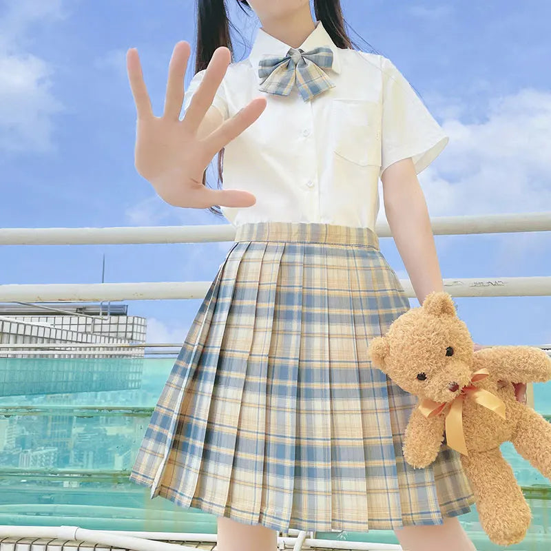 Jk Uniforms Gyaru School Uniform for Girl Student Pleated Skirt Uniform Set Women Short Sleeve Bow Tie Seifuku Japanese Style