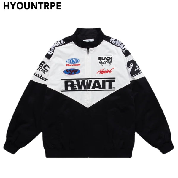 Hip Hop Streetwear Racing Jacket Coat Men Letter Embroidery Harajuku Cotton Casual Spring Outwear khaki streetwear jacket fas - variant style 738434 for streetwear fashion