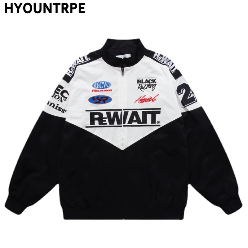 Hip Hop Streetwear Racing Jacket Coat Men Letter Embroidery Harajuku Cotton Casual Spring Outwear khaki streetwear jacket fas - variant style 738434 for streetwear fashion